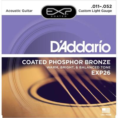 D'Addario EXP26 011-052 Coated Phosphor Bronze Custom Light Gauge acoustic guitar strings