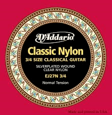 D'Addario EJ27N 3/4 029-044 Clear Nylon Normal Tension classical guitar strings
