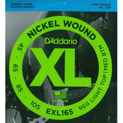 D'Addario EXL165 045-105 Nickel Wound Reg Light Top/Med Btm bas strings
