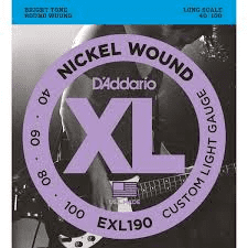 D'Addario EXL190 040-100 Nickel Wound Custom Light Gauge bass strings